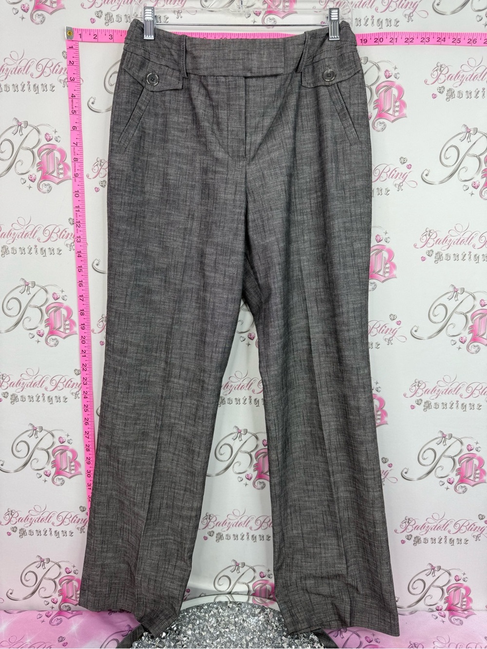 Larry Levine Gray Wide-Leg Dress Pants